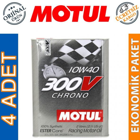 Motul 300V Chrono 10W-40 2 Lt Tam Sentetik Motor Yağı (4 Adet)