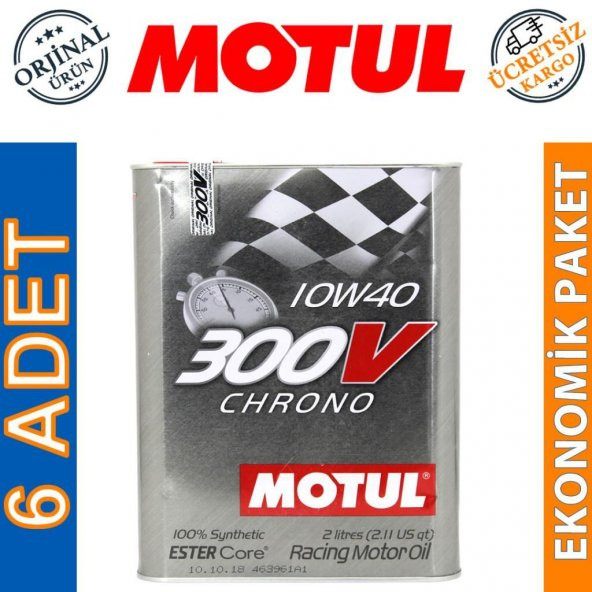 Motul 300V Chrono 10W-40 2 Lt Tam Sentetik Motor Yağı (6 Adet) ürün görseli
