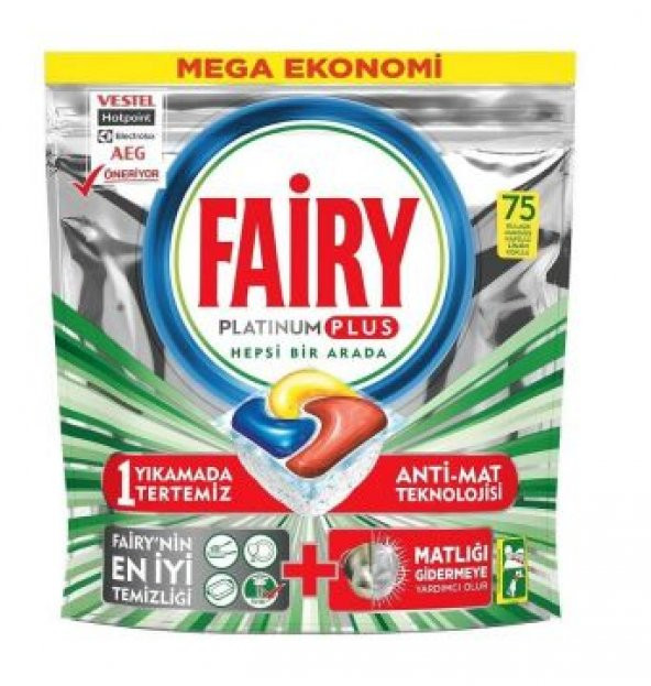 Fairy Platinum Plus Kapsül Bulaşık Makinesi Deterjanı 75 Adet