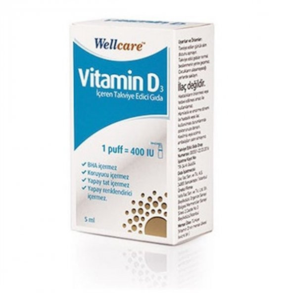 Wellcare Vitamin D3 400 IU 5 Ml Sprey