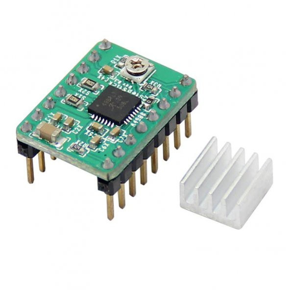 A4988 Step Motor Sürücü Kartı + Soğutucu (Yeşil) - 3