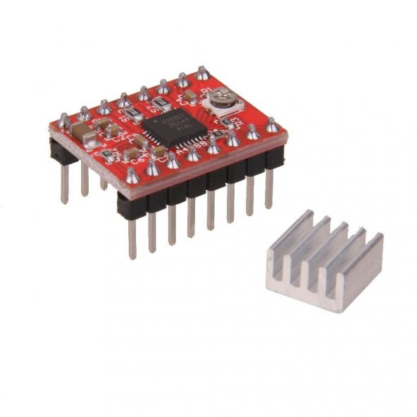 A4988 Step Motor Sürücü Kartı + Soğutucu (Kırmızı)