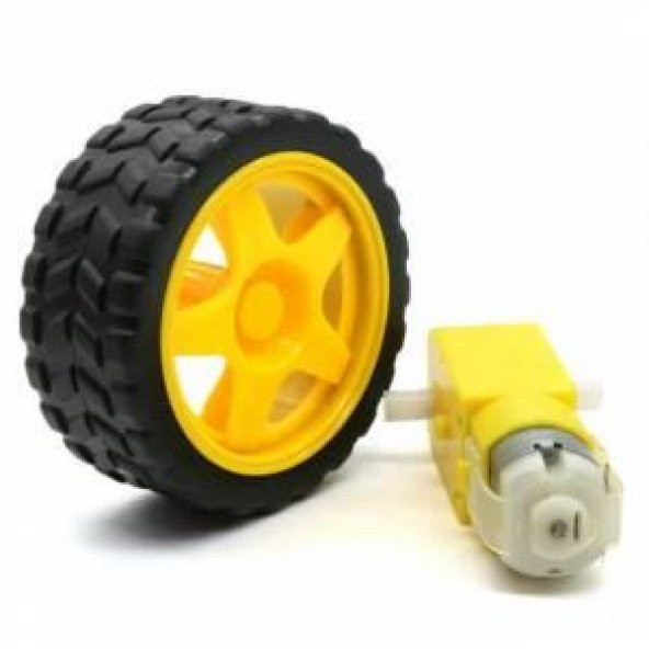Sarı Tekerlek + Redüktörlü Dc Motor - 2