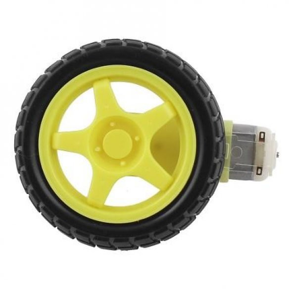 Sarı Tekerlek + Redüktörlü Dc Motor - 3