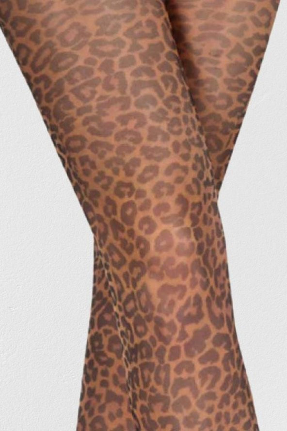 Mite Love Leopar Baskılı Mikro 40 Denye Külotlu Çorap - 2