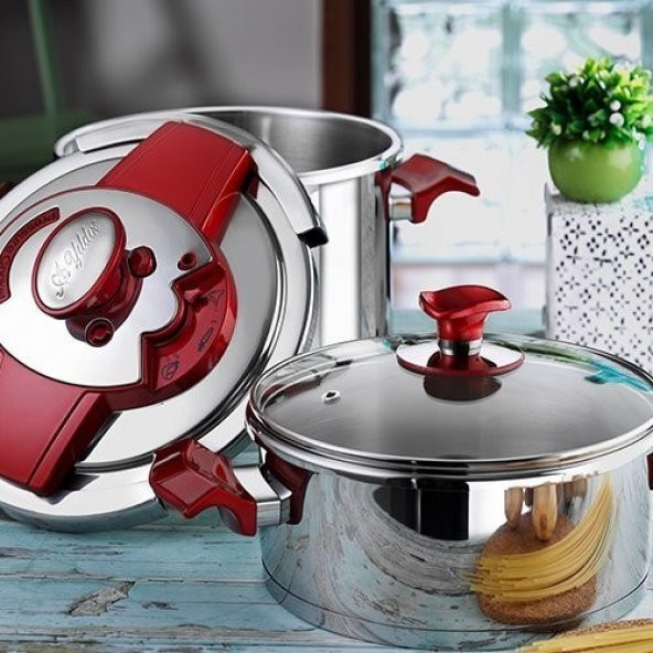 Aryıldız Milano Kanka Düdüklü Tencere Seti Kırmızı