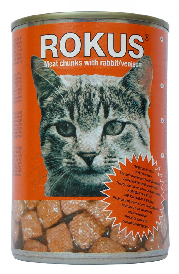 ROKUS TAVŞAN&GEYİK ETLİ 410 g. KEDİ KONSERVE MAMA