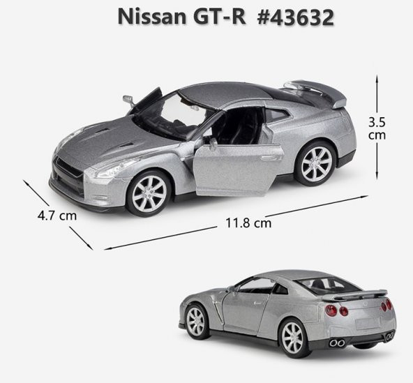NİSSAN GT-R 1/36 Ölçek Çek Bırak Metal Model Oyuncak Araba
