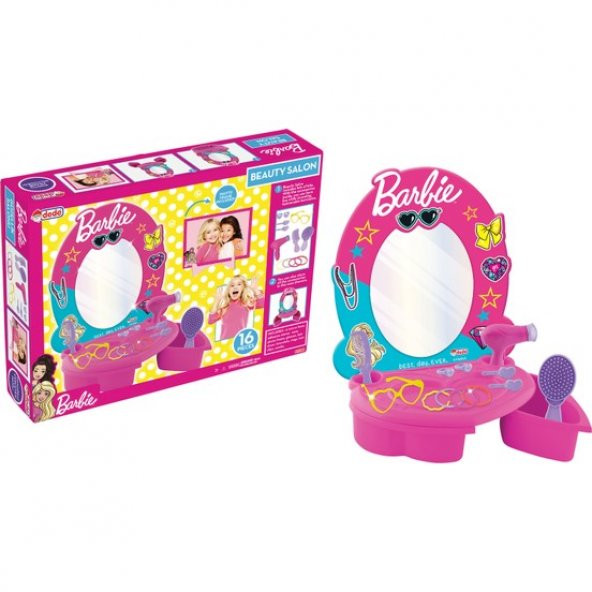 Barbie Güzellik Salonu Makyaj Masası Makyaj Seti Fön Makinesi - 1