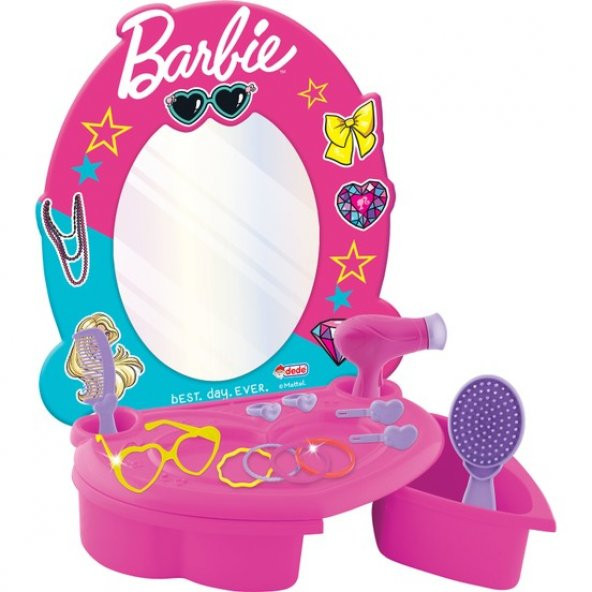 Barbie Güzellik Salonu Makyaj Masası Makyaj Seti Fön Makinesi - 4