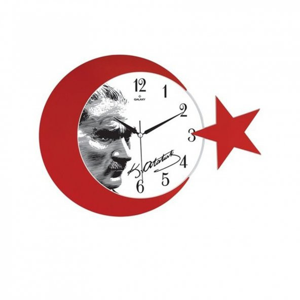 Galaxy Ay Yıldız Duvar Saati Atatürk Portre