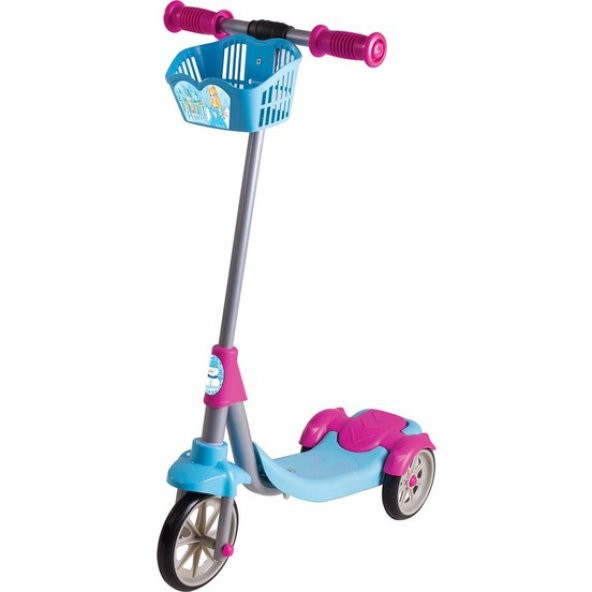 3 Tekerlekli Prenses Sepetli Frenli Kız Çocuk Scooter 3+ Yaş