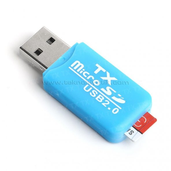 TX USB2.0 microSD Harici Kart Okuyucu - Mavi (TXACUCR204BL)