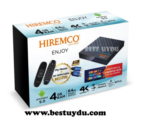 HİREMCO ENJOY 4K UHD Android Tv Box v.9.0 4GB Ram 64 GB Hafıza