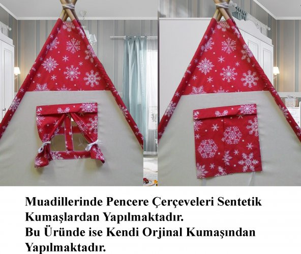 Altev Kartaneli Ahşap Çoçuk Çadırı Kızılderili Çadırı Oyun Evi Oyun Çadırı Kamp Çadırı Rüya Evi - 11