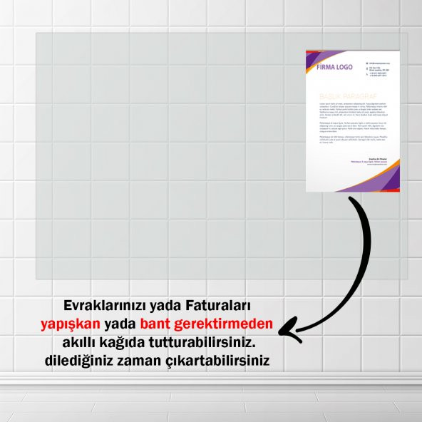 Akıllı Kağıt - 100x120 Cm Şeffaf, 1 Alana-1 Bedava Yapışkansız, Bantsız Tutunan Yazı Tahtası ürün görseli 1