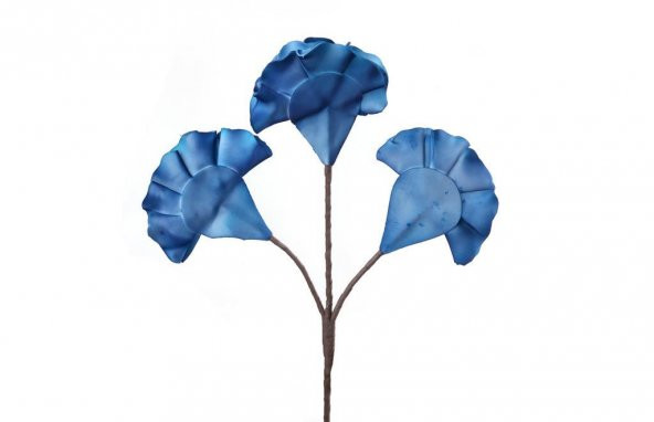 Star Dekor Mavi 3 lü Kadıfe Çiçek
