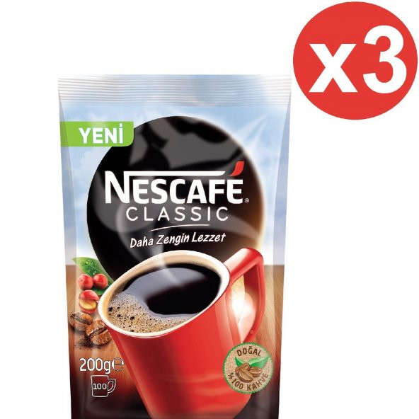 Nescafe Classic Hazır Kahve 200gr x 3 Adet