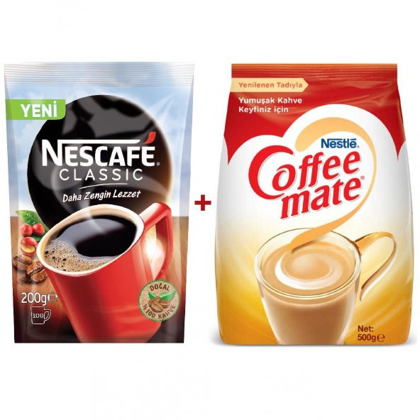 Nescafe Classic Hazır Kahve 200gr + Nestle Coffe Mate 500g