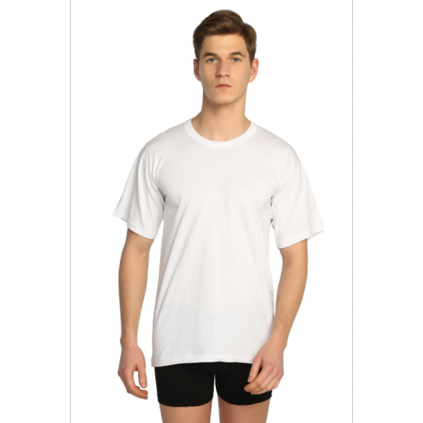 Erkek Tişört Yarım Kol Fanila 3lü Paket Seher 100 Pamuk Beyaz