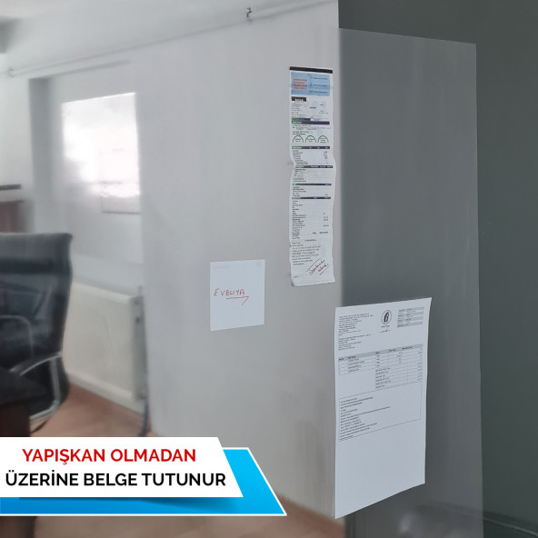 Akıllı Kağıt - 120x200 Cm Şeffaf , 1 Alana-1 Hediye Yapışkansız Tutunan Pratik Yazı Tahtası - 4