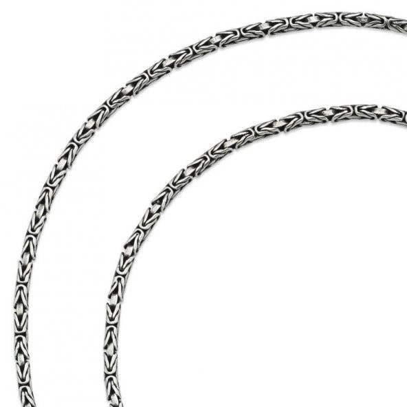 Gümüş Kral Erkek Kolye Zincir 55cm 2mm 16gr msn18-2 - 5