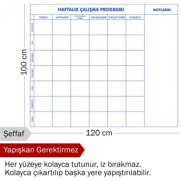 EVBUYA İLK VE ORTA OKUL İÇİN HAFTALIK ÇALIŞMA PROGRAMLAYICI AKILLI KAĞIT - 3