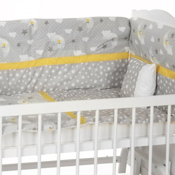 Sluupy Gri Yıldızlı Figürlü Bebek Uyku Seti 60x120 - 2