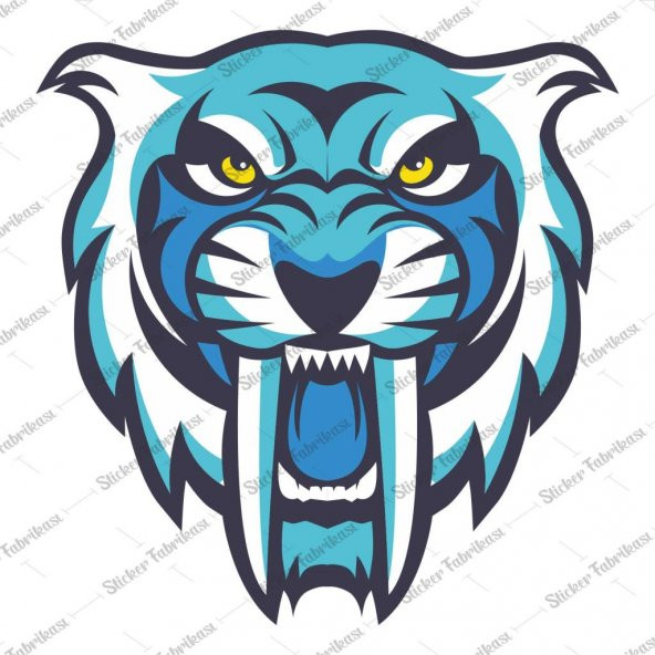 Mavi kaplan uzun diş Tiger sticker 01278