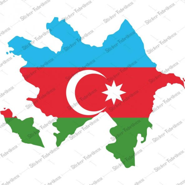 Azerbaycan Azeri Harita Bayrak Sticker 00708