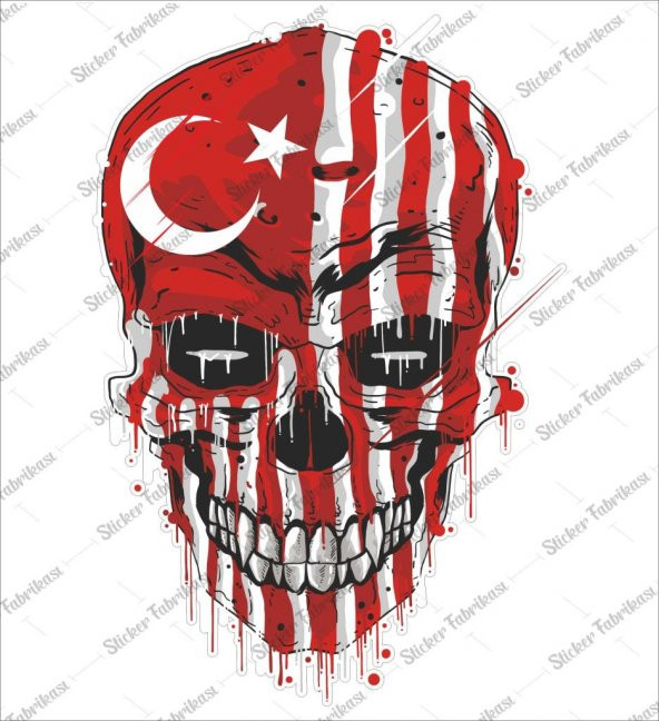 Kurukafa Türk Bayrağı kuru kafa Sticker 00558