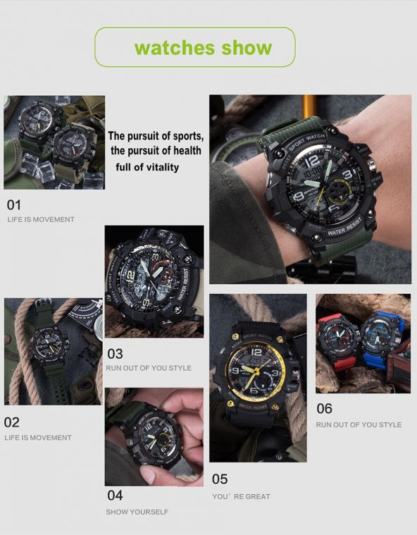 Sanda 759 Kol Saati Su Geçirmez Spor Asker S Shock - 8