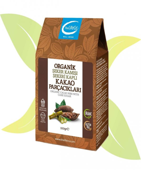 The LifeCo Organik Şeker Kamışı Kaplı Kakao Parçacıkları 100 Gr
