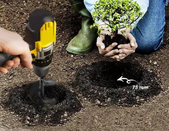 Bahçe Toprak Delici Universal Matkap Ucu Toprak Burgu Aparatı 20x7.5 - 7