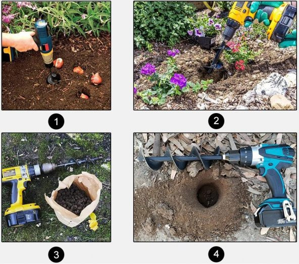 Bahçe Toprak Delici Universal Matkap Ucu Toprak Burgu Aparatı 20x7.5 - 8