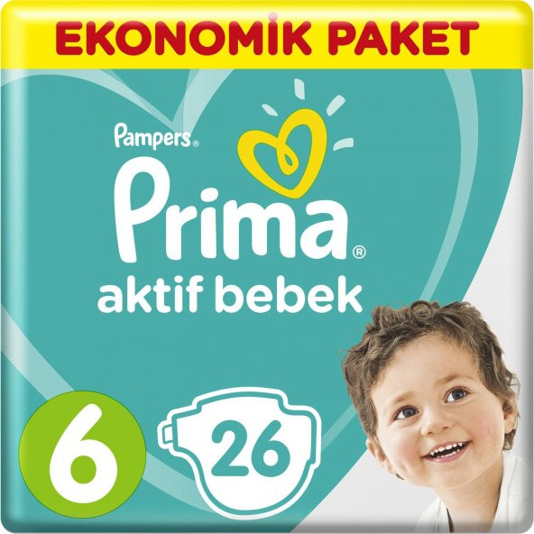 Prima Bebek Bezi Aktif Bebek 6 Beden 26 Adet Ekonomik Paket