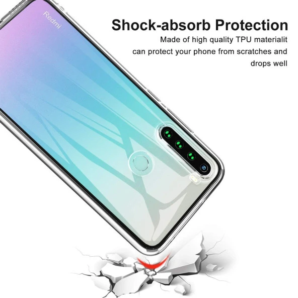 Xiaomi Redmi Note 8 Kılıf Şeffaf Silikon Tam Koruma Hibrit - 5