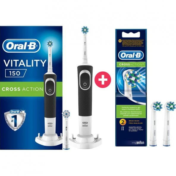 Oral-B Vitality D150 Şarj Edilebilir Diş Fırçası Cross Action+ 3 Başlık