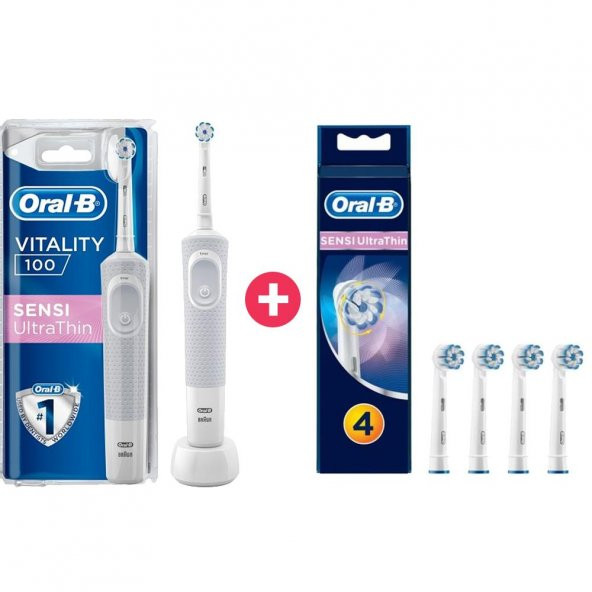 Oral-B Vitality 100 Sensi Ultra Thin Şarjlı Diş Fırçası + 4li Yedek Başlık