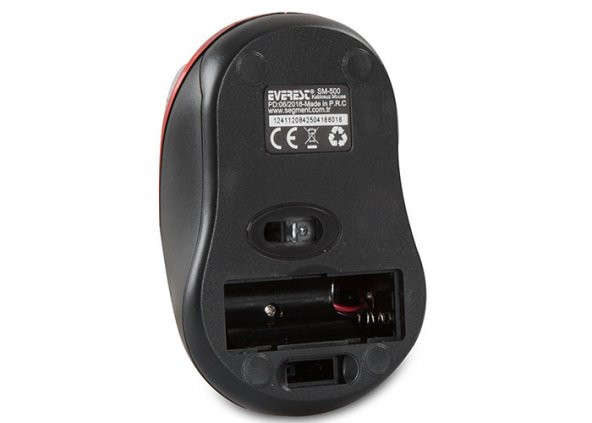 MOUSE EVEREST SM-500 USB KIRMIZI 2.4GHZ 1600 DPİ KABLOSUZ MOUSE - 5