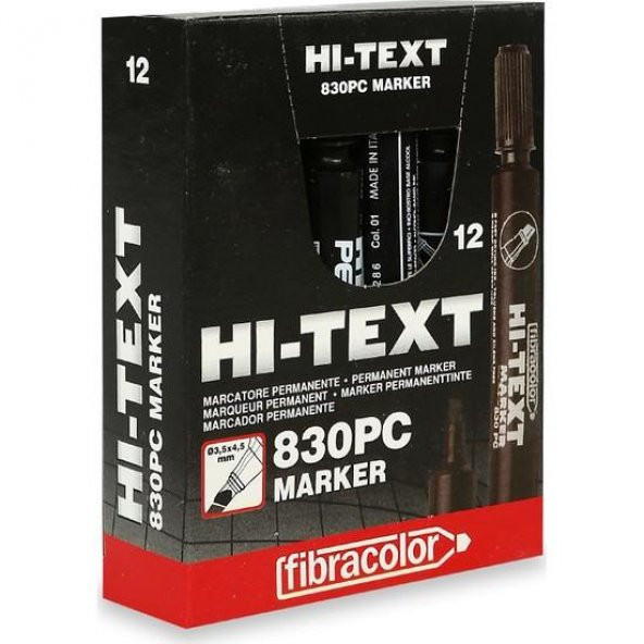Hi-text 830pc Permanent Marker Kesik Uç Siyah 12li