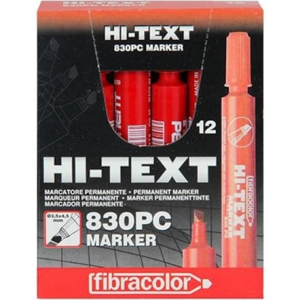 HiText 830Pc Permament Marker KesikUç Kırmızı 12li