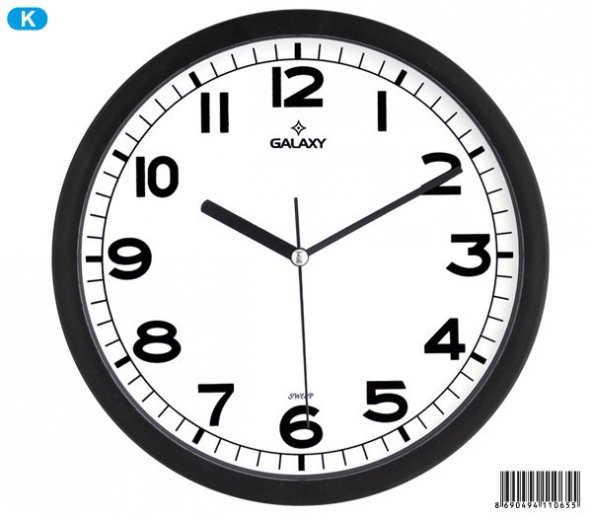 Galaxy Dekoratif Rakamlı Sessiz Akar Duvar Saati 30 cm - 10