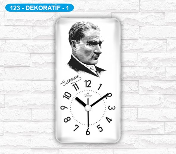 Dekoratif Magnetli Mıknatıslı Atatürk Buzdolabı Duvar Saati