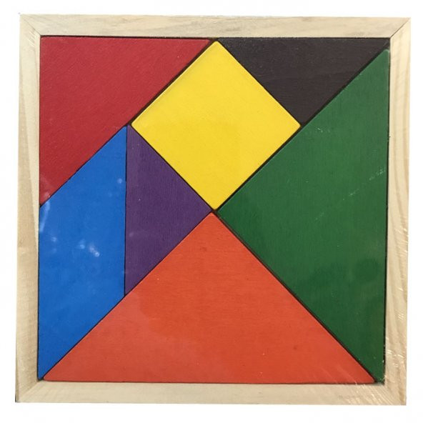 5Li Paket Ahşap Tangram 10 cm 7li Akıl Zeka Strateji Oyunu