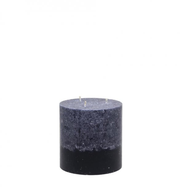 Stone Silindir - Koyu Gri 12 x 12 cm Dekoratif Mum - 3