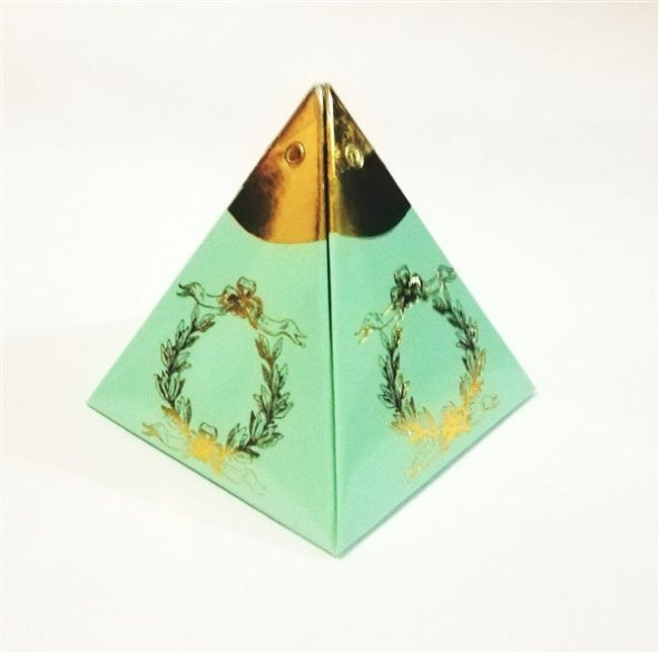hediyelik şeker kına piramit kutu Yeşil gold 50 adet