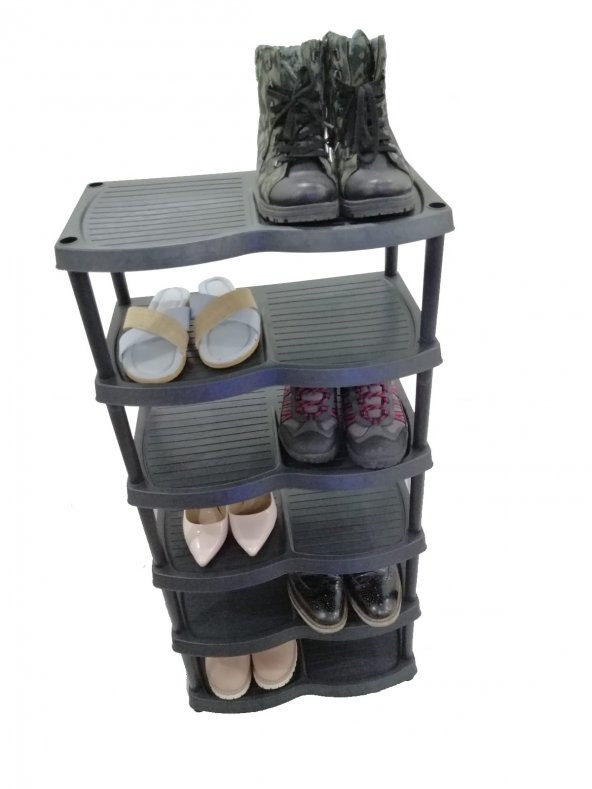 AYAKKABILIK , 6 Katlı Plastik Ayakkabılık - Siyah - KARGO BEDAVA - 2