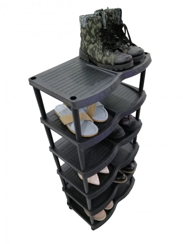 AYAKKABILIK , 6 Katlı Plastik Ayakkabılık - Siyah - KARGO BEDAVA - 3