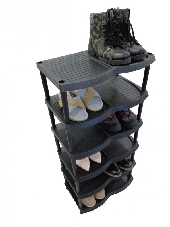 AYAKKABILIK , 6 Katlı Plastik Ayakkabılık - Siyah - KARGO BEDAVA - 4